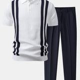 Ensemble — polo en maille texturée contrastante & pantalon fuselé coupe slim