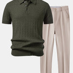 Ensemble — polo en maille jacquard torsadé & pantalon fuselé coupe slim
