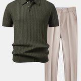 Ensemble — polo en maille jacquard torsadé & pantalon fuselé coupe slim
