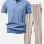 Ensemble — polo en maille torsadée & pantalon fuselé coupe slim