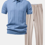 Ensemble — polo en maille torsadée & pantalon fuselé coupe slim