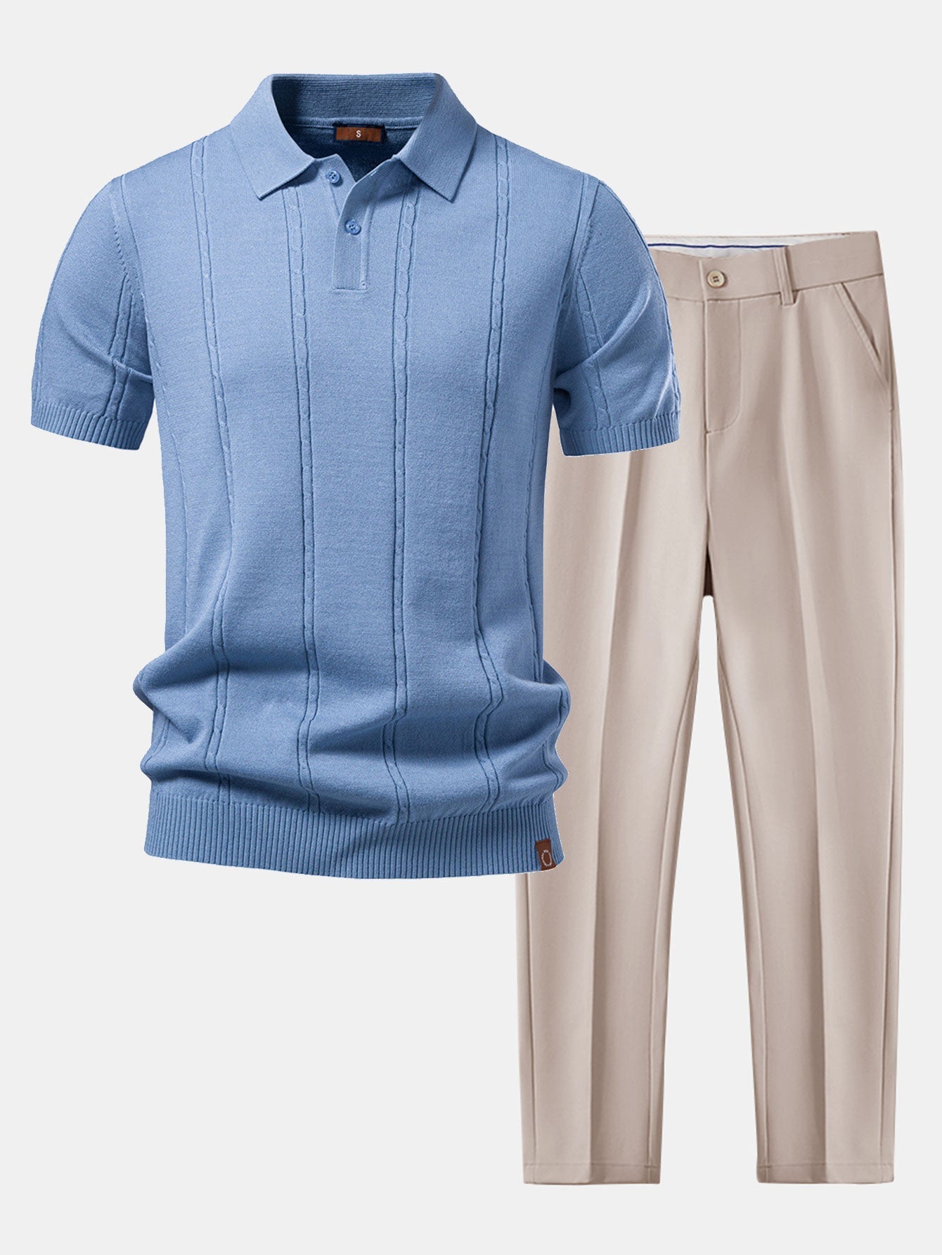 Ensemble — polo en maille torsadée & pantalon fuselé coupe slim