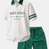 Ensemble — polo à imprimé Milano et col contrastant & short en coton à cordon