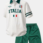 Ensemble — polo à imprimé Italia et col contrastant & short en coton à cordon