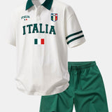 Ensemble — polo à imprimé Italia et col contrastant & short en coton à cordon