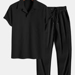 Ensemble — polo côtelé à col cubain & pantalon côtelé à jambe droite