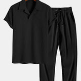 Ensemble — polo côtelé à col cubain & pantalon côtelé à jambe droite