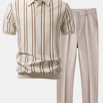 Ensemble — polo en maille rayée & pantalon fuselé coupe slim