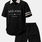 Ensemble — polo à imprimé Milano et col contrastant & short en coton à cordon