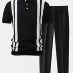 Ensemble — polo en maille texturée contrastante & pantalon fuselé coupe slim