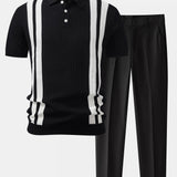 Ensemble — polo en maille texturée contrastante & pantalon fuselé coupe slim