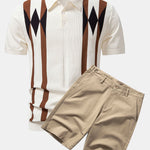 Ensemble — polo en maille jacquard géométrique rayée & short chino en coton