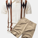 Ensemble — polo en maille jacquard géométrique rayée & short chino en coton