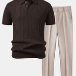 Ensemble — polo en maille jacquard torsadé & pantalon fuselé coupe slim