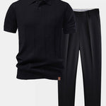 Ensemble — polo en maille torsadée & pantalon fuselé coupe slim