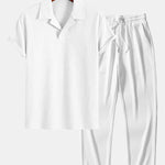 Ensemble — polo côtelé à col cubain & pantalon côtelé à jambe droite