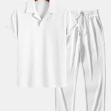 Ensemble — polo côtelé à col cubain & pantalon côtelé à jambe droite