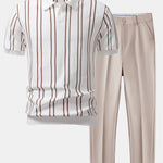 Ensemble — polo en maille rayée & pantalon fuselé coupe slim