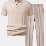 Ensemble — polo en maille jacquard torsadé & pantalon fuselé coupe slim