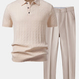 Ensemble — polo en maille jacquard torsadé & pantalon fuselé coupe slim
