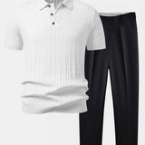 Ensemble — polo en maille jacquard torsadé & pantalon fuselé coupe slim