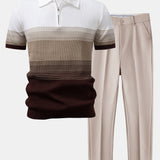 Ensemble — polo en maille rayée dégradée & pantalon fuselé coupe slim