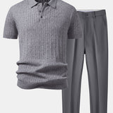 Ensemble — polo en maille jacquard torsadé & pantalon fuselé coupe slim