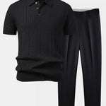 Ensemble — polo en maille jacquard torsadé & pantalon fuselé coupe slim