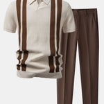 Ensemble Capucine — polo en maille rayée à col Johnny & pantalon fuselé coupe slim