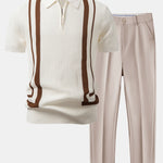 Ensemble — polo zippé contrastant & pantalon fuselé coupe slim