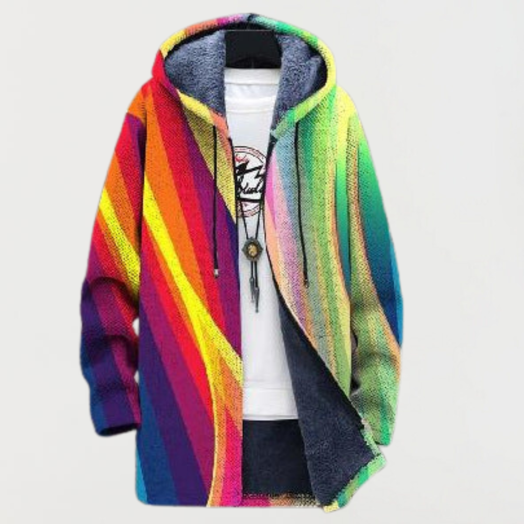 Veste à Capuche Rayures Arc-en-Ciel - Multicolore
