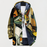 Veste à Capuche Chats Géométriques
