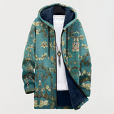 Manteau à Capuche Amandiers en Fleurs Vert
