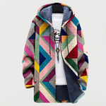 Veste à Capuche Géométrique Multicolore