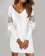 Robe Élégante Femme en Dentelle avec Décolleté en V