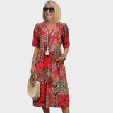 Solange | Robe midi imprimée à col en V
