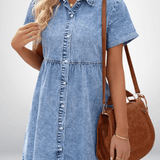 Robe en Jean Boutonnée Coupe Ample