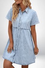 Robe en Jean Boutonnée Coupe Ample
