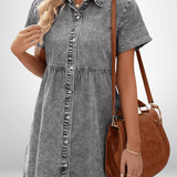 Robe en Jean Boutonnée Coupe Ample