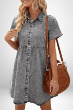 Robe en Jean Boutonnée Coupe Ample