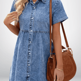 Robe en Jean Boutonnée Coupe Ample