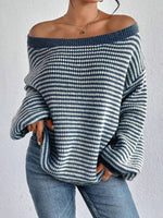 Rosalie | Pull ample à rayures et encolure Bardot