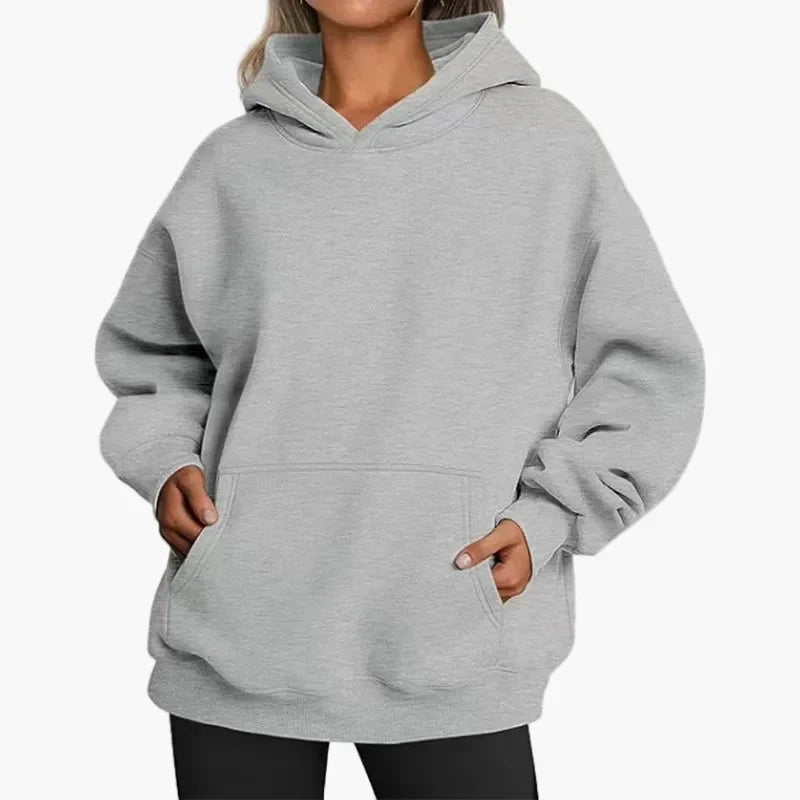Monique | Sweat à capuche oversize à poche kangourou Gris, photo studio