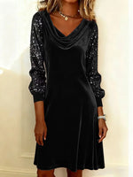 Robe à Manches en Velours Étincelant