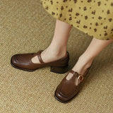 Salomés en Cuir Bout Carré Vintage