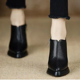 Bottines Basses en Cuir à Talon