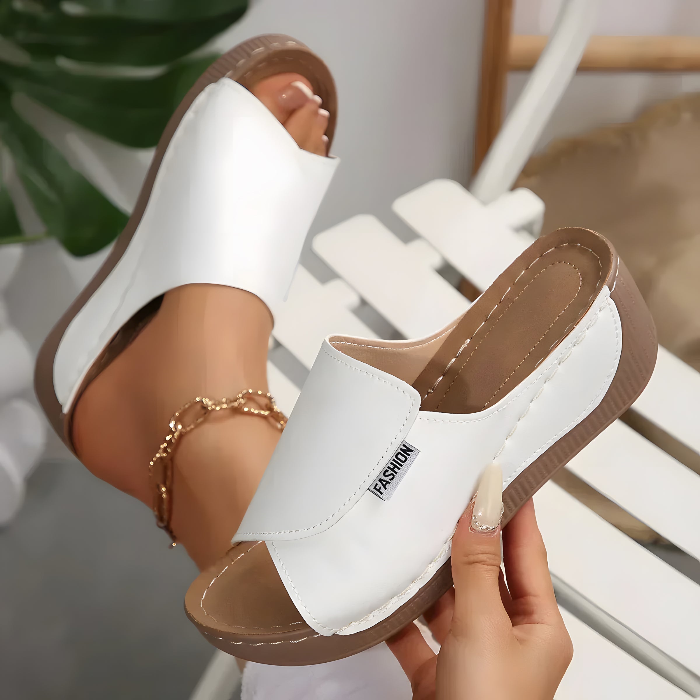 Rumi | Sandales orthopédiques femme à talon wedge Blanc