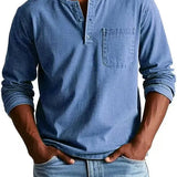 VINTAGE HENLEY SHIRT FOR MEN