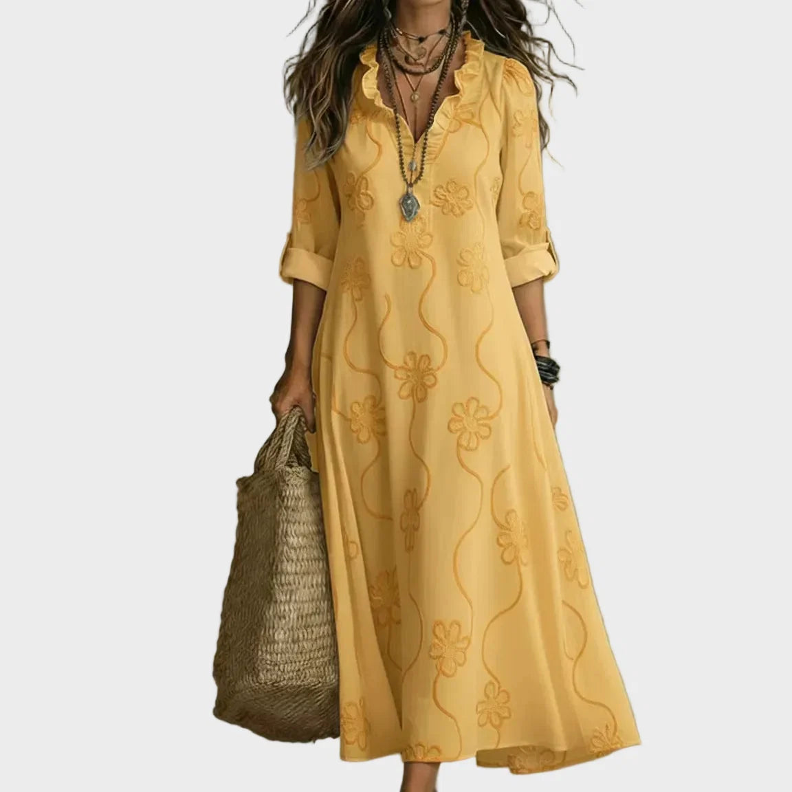 Sienna | Robe d'été fleurie qui camoufle le ventre Jaune