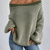 Rosalie | Pull ample à rayures et encolure Bardot